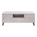 Frelmer 1 Drawer Coffee Table White Oak/Distressed Gray - miBasics: Mid-Century Modern, Flared Legs, Fixed Shelves