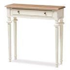 Marquetterie French Provincial Style Weathered Oak & Distressed Wood Console Table - White - Baxton Studio: Vintage, Carved Legs