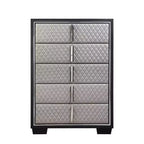 38" Nicola Decorative Storage Drawer Silver Synthetic Leather and Black Finish - Acme Furniture