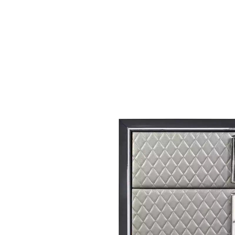 Tiroir de rangement décoratif Nicola 38 po, simili cuir argenté et fini noir – Acme Furniture