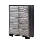 Tiroir de rangement décoratif Nicola 38 po, simili cuir argenté et fini noir – Acme Furniture