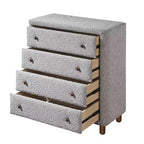 Tiroir de rangement décoratif Cleo 33" en Boucle grise - Meubles Acme : Fini Boucle, 5 tiroirs, Bois composite, Aucun assemblage requis