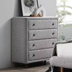 Tiroir de rangement décoratif Cleo 33" en Boucle grise - Meubles Acme : Fini Boucle, 5 tiroirs, Bois composite, Aucun assemblage requis
