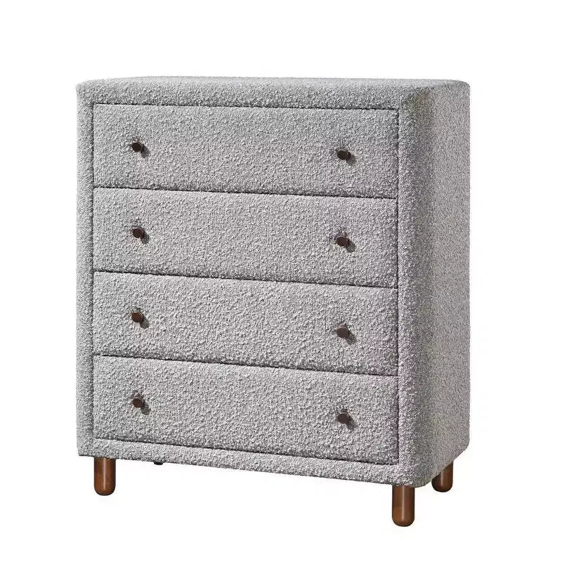 Tiroir de rangement décoratif Cleo 33" en Boucle grise - Meubles Acme : Fini Boucle, 5 tiroirs, Bois composite, Aucun assemblage requis