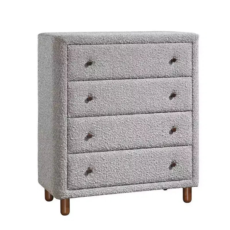 Tiroir de rangement décoratif Cleo 33" en Boucle grise - Meubles Acme : Fini Boucle, 5 tiroirs, Bois composite, Aucun assemblage requis