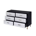 Commode décorative Myles 47 po avec tiroirs en fini noir, argent et or - Acme Furniture : Bois composite 5 tiroirs, aucun assemblage requis