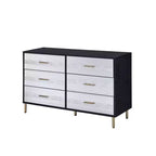 Commode décorative Myles 47 po avec tiroirs en fini noir, argent et or - Acme Furniture : Bois composite 5 tiroirs, aucun assemblage requis