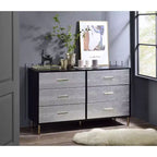 Commode décorative Myles 47 po avec tiroirs en fini noir, argent et or - Acme Furniture : Bois composite 5 tiroirs, aucun assemblage requis