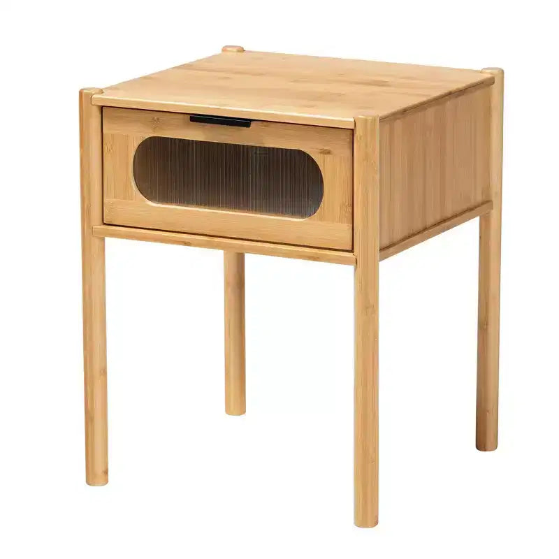Table d'appoint à 1 tiroir en bois de bambou Naresh Naturel Brun - Baxton Studio