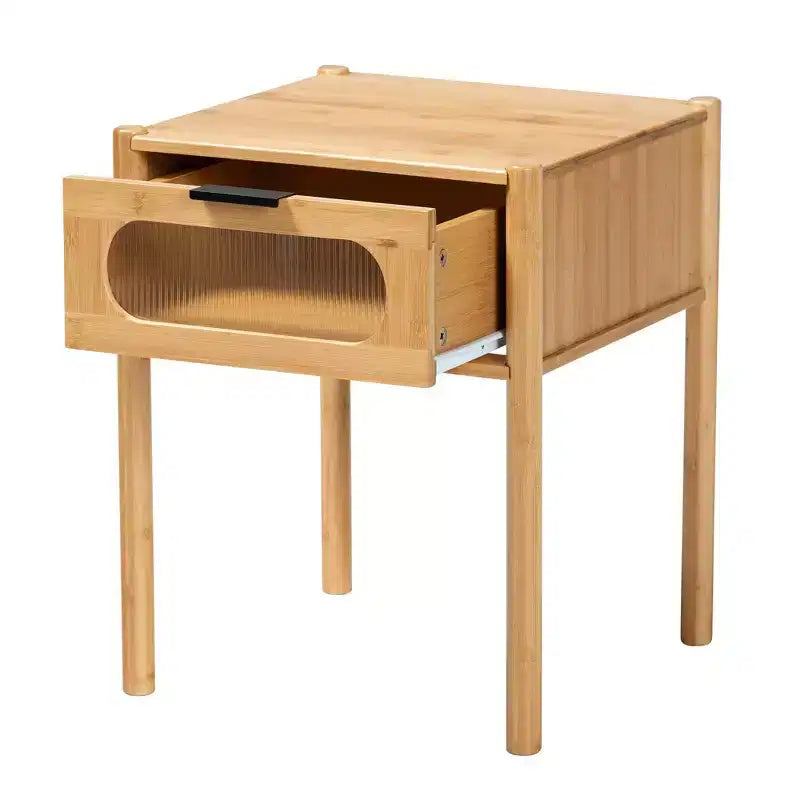 Table d'appoint à 1 tiroir en bois de bambou Naresh Naturel Brun - Baxton Studio