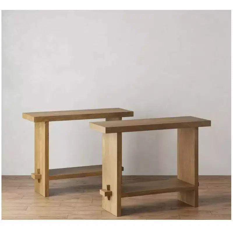 Nathan James Lot de 2 consoles en bois Virgo, lot de 2, marron clair