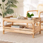 bali & pari Table Basse en Rotin Naturel Lombok Naturel : 50 cm de haut, aucun assemblage requis, design à base en forme, 8 kg