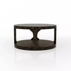 MAISON : intérieur + extérieurTable basse ronde en bois Sande Farmhouse Antique Black : Étagère fixe, style transitionnel