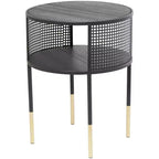 Olivia & May Metal Open Grid Frame 1 Shelf Accent Table: Round, No Assembly, Indoor Use