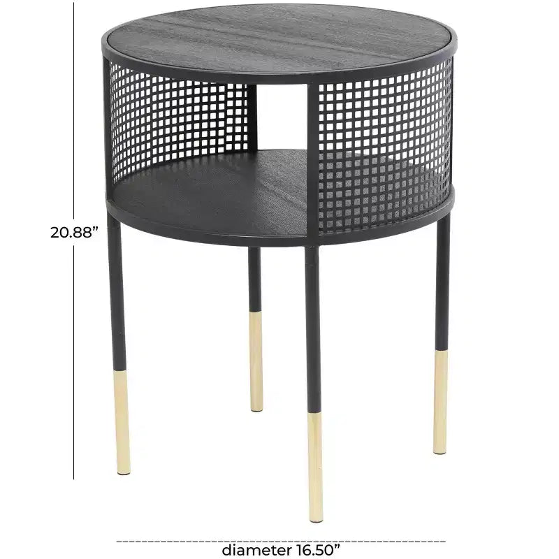 Table d'appoint Olivia & May Metal Open Grid Frame 1 étagère : Ronde, Aucun assemblage, Usage intérieur