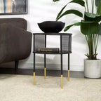 Table d'appoint Olivia & May Metal Open Grid Frame 1 étagère : Ronde, Aucun assemblage, Usage intérieur