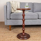 Table d'appoint cocktail sur pied Ergo Pedestal Storied Home Châtaignier foncé : Bois d'acacia, 63,5 cm de hauteur, base ronde