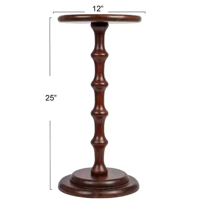 Table d'appoint cocktail sur pied Ergo Pedestal Storied Home Châtaignier foncé : Bois d'acacia, 63,5 cm de hauteur, base ronde