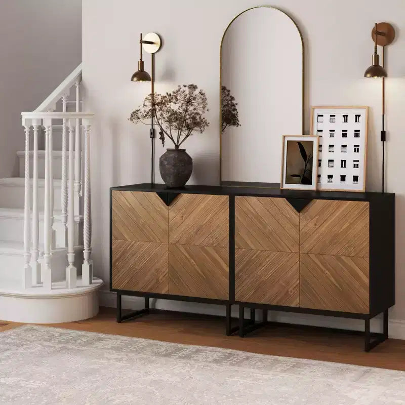 Nathan James Lot de 2 consoles Enloe avec portes en bois noires