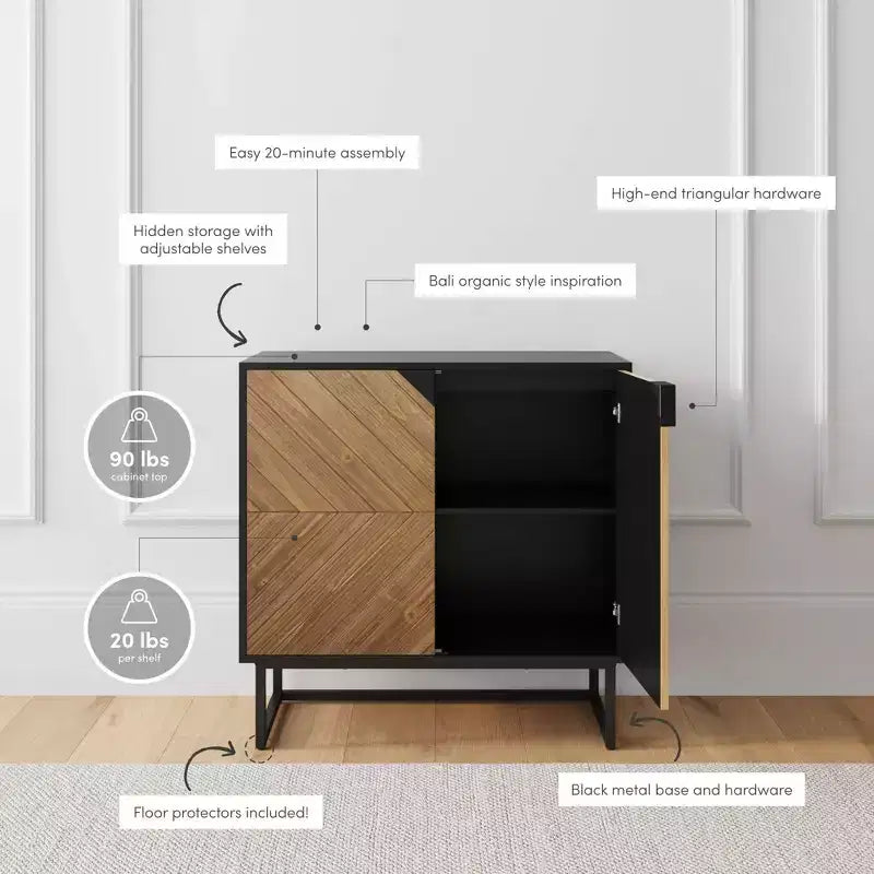 Nathan James Lot de 2 consoles Enloe avec portes en bois noires