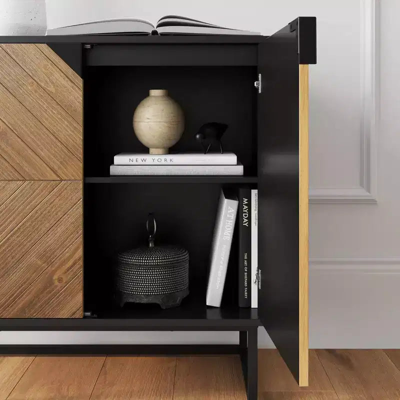 Nathan James Lot de 2 consoles Enloe avec portes en bois noires