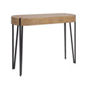 Storied Home Astoria Wood Console Table Natural/Black: White Oak Finish, Iron Hairpin Legs, Entryway Furniture