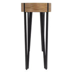 Console en bois Astoria Storied Home, naturel/noir : finition chêne blanc, pieds épingle en fer, meuble d'entrée
