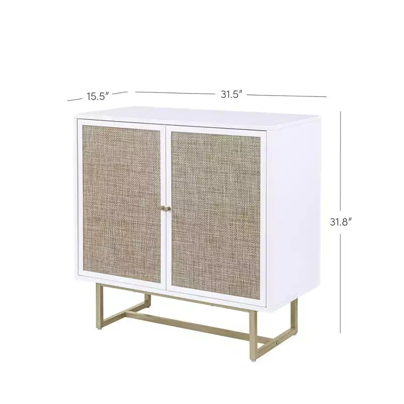 Nathan James Kova Meuble de rangement en rotin texturé Bois blanc : surface en chêne, cadre en métal, étagère fixe, hauteur 81 cm