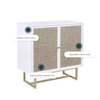 Nathan James Kova Meuble de rangement en rotin texturé Bois blanc : surface en chêne, cadre en métal, étagère fixe, hauteur 81 cm