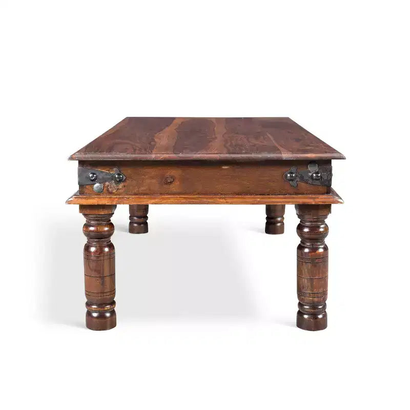 Table basse rustique Thakat fabriquée à la main - (16H x 43L x 24P) - Naturel - Timbergirl : Bois de rose indien massif, Entretien à sec