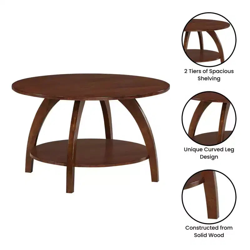 Table basse Aldrin de Breighton Home avec étagère, couleur espresso