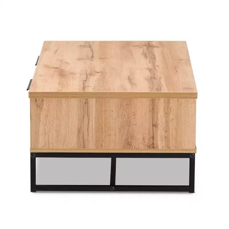 Franklin Wood and Metal 2 Drawer Coffee Table Chêne/Noir - Baxton Studio : Grand Rangement, Design Moderne