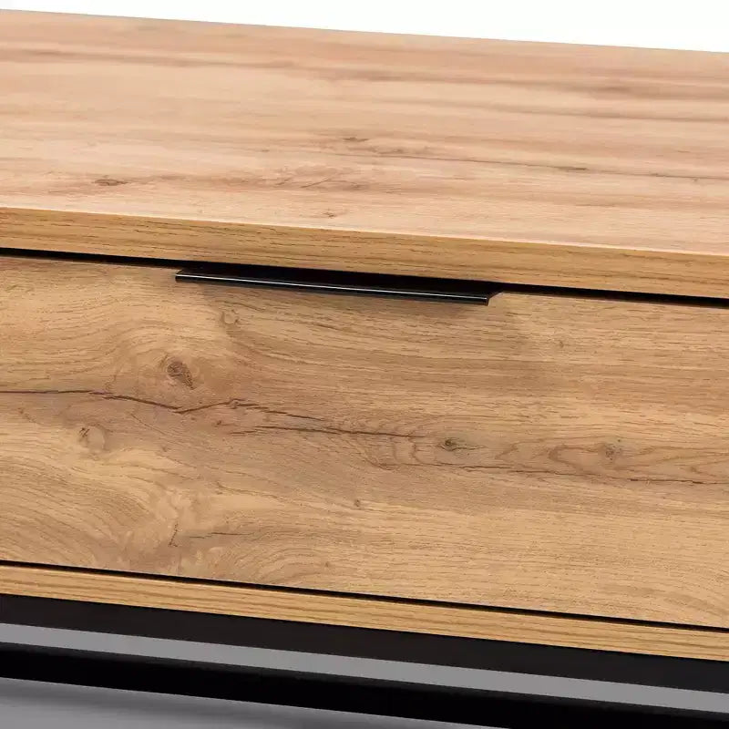 Franklin Wood and Metal 2 Drawer Coffee Table Chêne/Noir - Baxton Studio : Grand Rangement, Design Moderne
