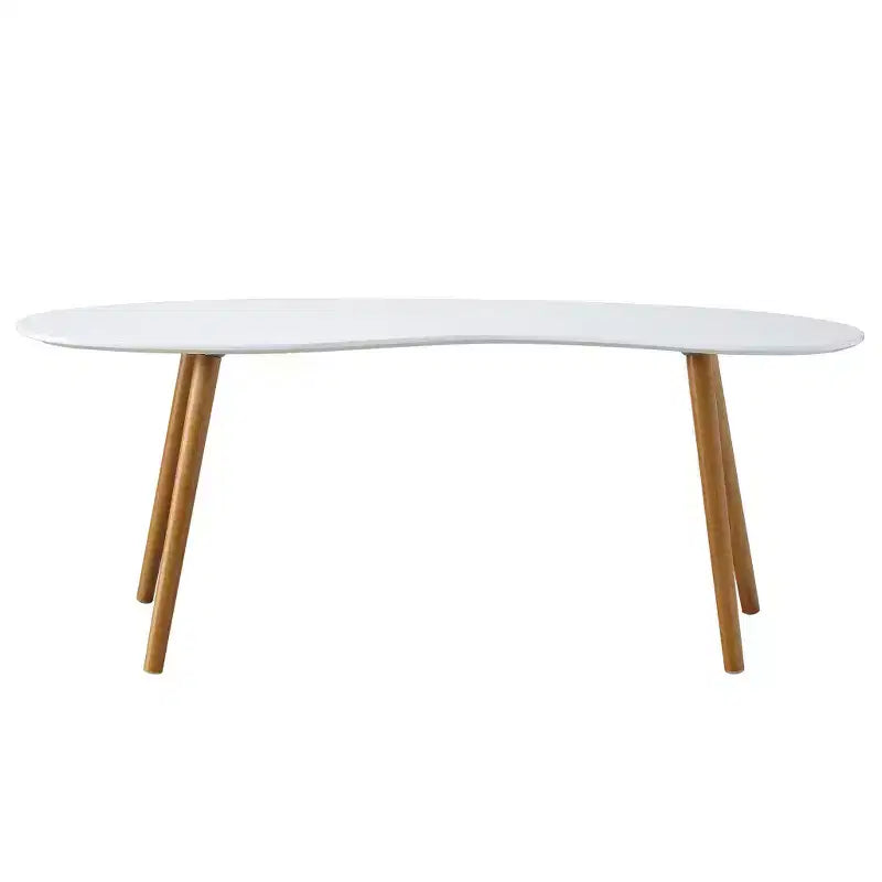 Oslo Bean Shaped Coffee Table White/Bamboo - Breighton Home