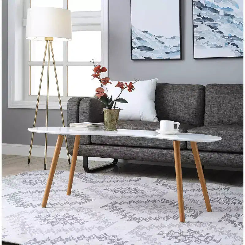 Table Basse Haricot Oslo Blanc/Bambou - Breighton Home