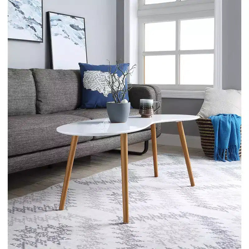 Table Basse Haricot Oslo Blanc/Bambou - Breighton Home