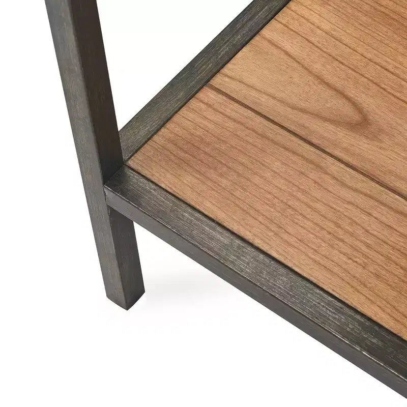 Console 2 niveaux Nolan Marron - ClickDecor : Charme rustique, Structure en fer, Présentoir d'entrée