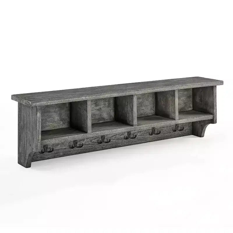 Patère murale en métal et bois Pomona de 48 po avec banc gris ardoise - Meubles Alaterre : Meuble d'entrée avec rangement