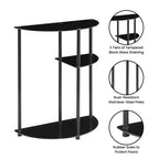 Breighton Home Designs2Go Table Console d'entrée Classique en Verre à 3 Niveaux, Noir/Noir