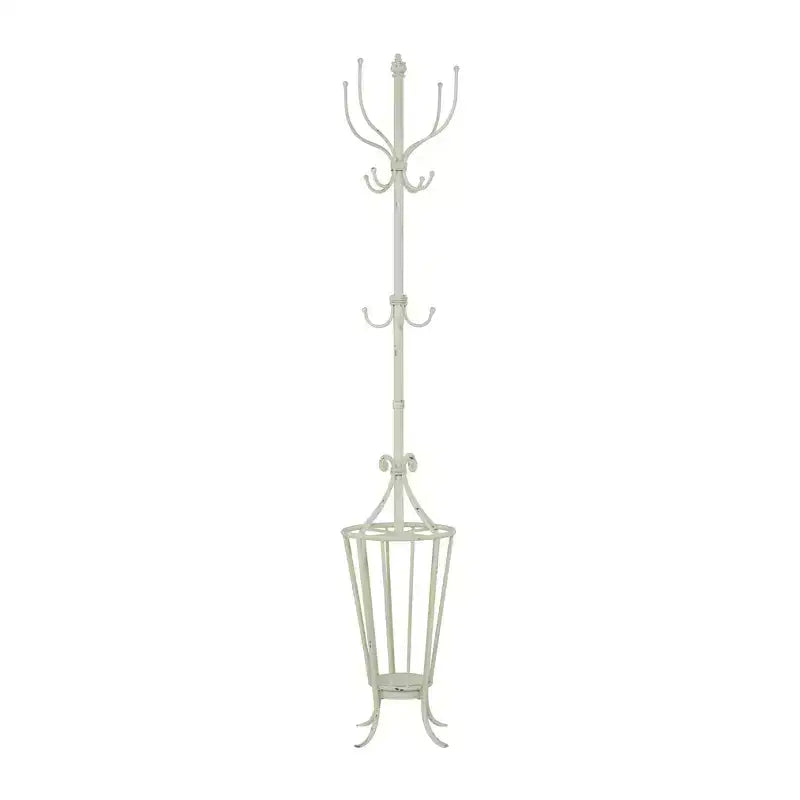 Farmhouse Metal Coat Rack White - Olivia & May: Umbrella Stand, Indoor Storage, No Assembly Required