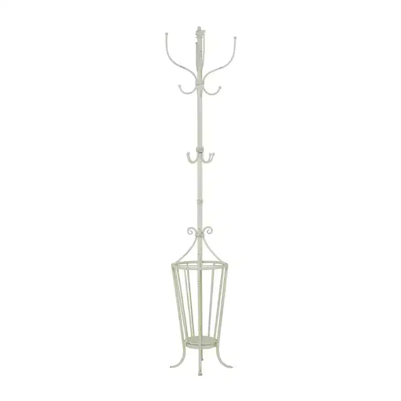 Porte-manteau mural en métal blanc esprit ferme – Olivia & May : porte-parapluies, rangement intérieur, aucun assemblage requis