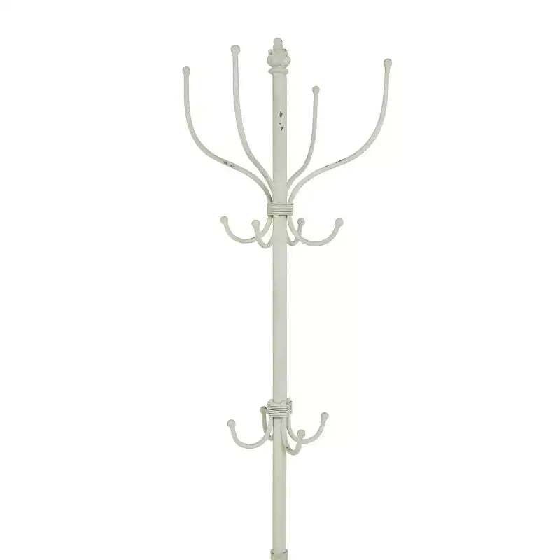 Porte-manteau mural en métal blanc esprit ferme – Olivia & May : porte-parapluies, rangement intérieur, aucun assemblage requis