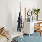 Porte-manteau mural en métal blanc esprit ferme – Olivia & May : porte-parapluies, rangement intérieur, aucun assemblage requis