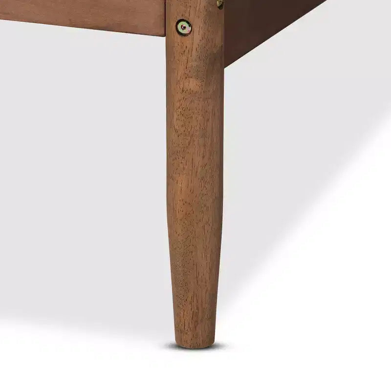 Lit de Repos Double Veles Wood Frêne Noyer - Baxton Studio : Milieu de Siècle Moderne, Finition Lisse, MDF et Hévéa, Lit Plateforme