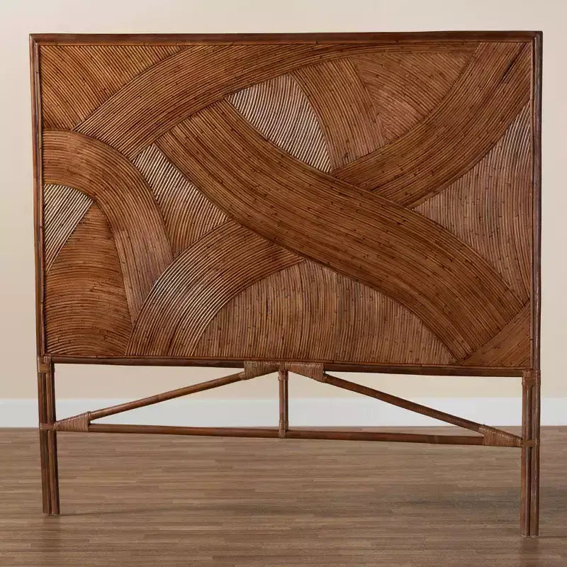 Tête de lit indépendante en rotin King Elettra bali &amp; pari : fabriquée à la main, aucun assemblage requis, design bohème