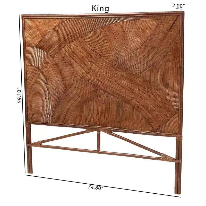 Tête de lit indépendante en rotin King Elettra bali &amp; pari : fabriquée à la main, aucun assemblage requis, design bohème
