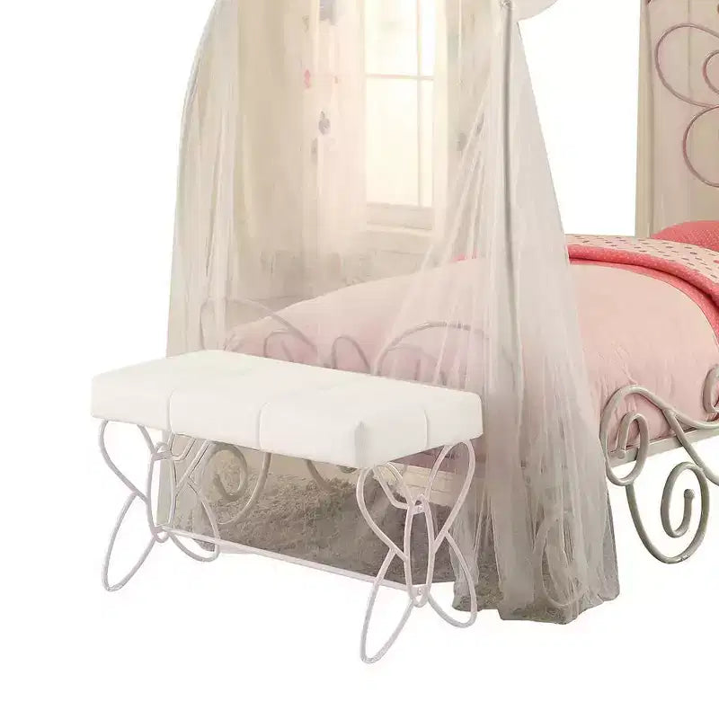 Lit entier Acme Furniture Priya II en similicuir/fini blanc
