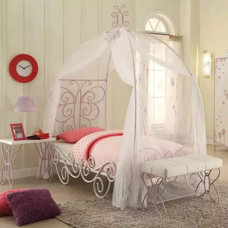Lit entier Acme Furniture Priya II en similicuir/fini blanc