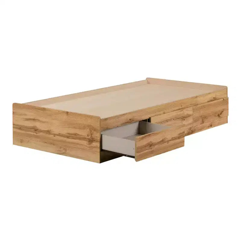 South Shore Twin Versa Bed Nordik Oak: Scandinavian Style with 3 Storage Drawers, Laminated Particle Board Frame