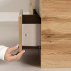Lit double South Shore Versa chêne Nordik : style scandinave avec 3 tiroirs de rangement, cadre en panneaux de particules stratifiés